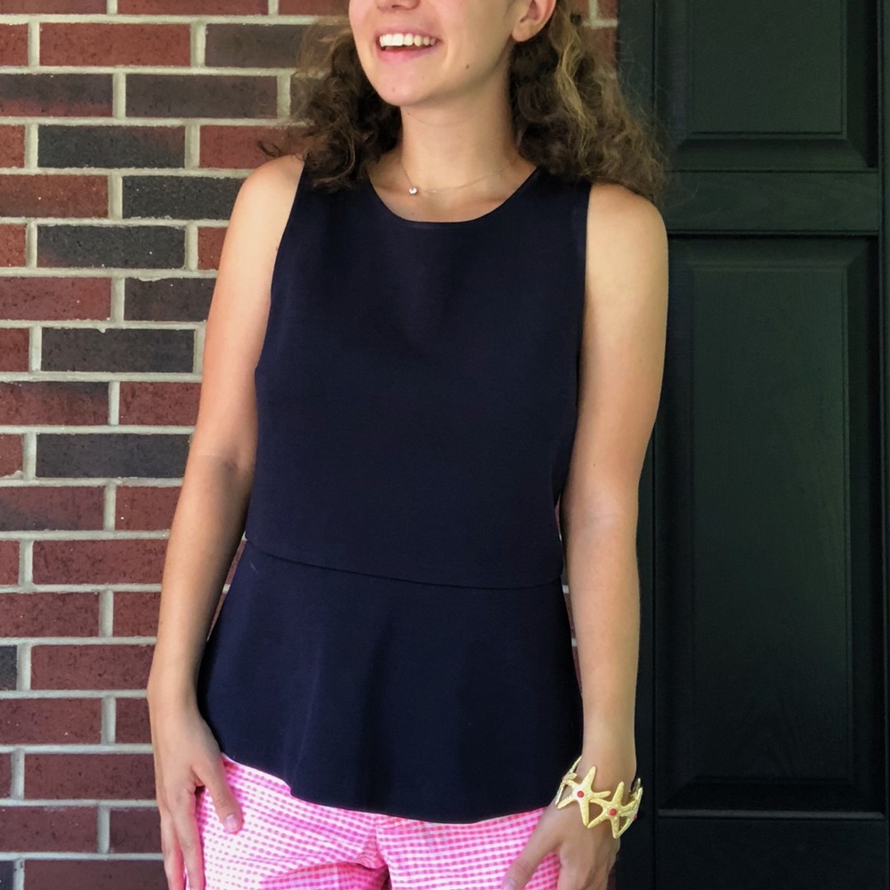 J Crew Navy Peplum Top